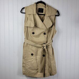 Love Tree Sleeveless Double Breasted Tan Trench SZ Small
